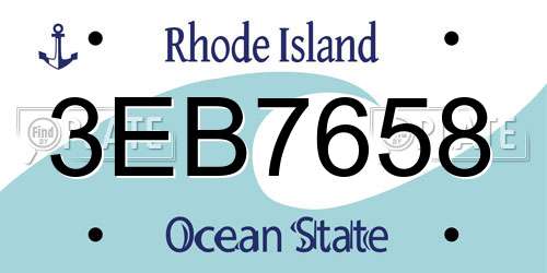 3EB7658 Rhode Island License Plate