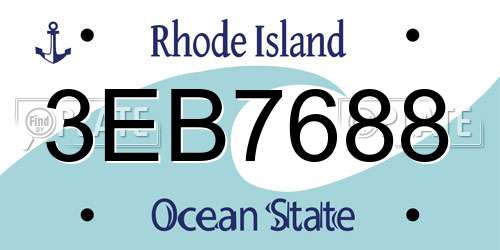 3EB7688 Rhode Island License Plate