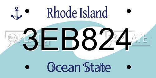 3EB824 Rhode Island License Plate