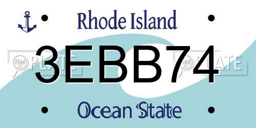 3EBB74 Rhode Island License Plate
