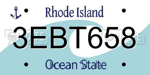 3EBT658 Rhode Island License Plate