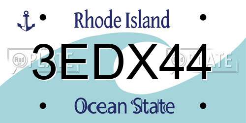 3EDX44 Rhode Island License Plate