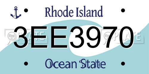 3EE3970 Rhode Island License Plate