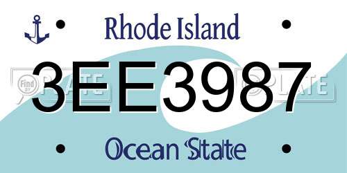 3EE3987 Rhode Island License Plate