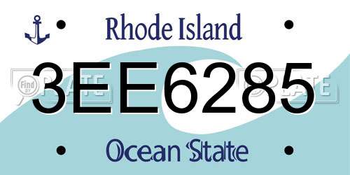 3EE6285 Rhode Island License Plate