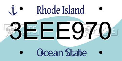 3EEE970 Rhode Island License Plate