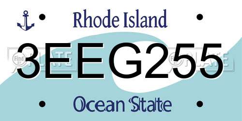 3EEG255 Rhode Island License Plate