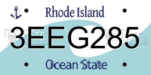 3EEG285 Rhode Island License Plate