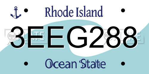3EEG288 Rhode Island License Plate