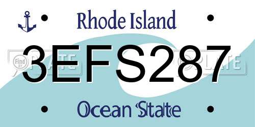 3EFS287 Rhode Island License Plate