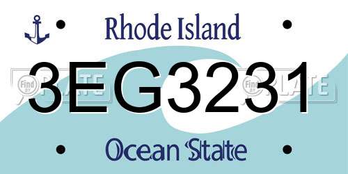 3EG3231 Rhode Island License Plate