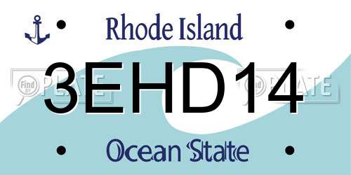 3EHD14 Rhode Island License Plate