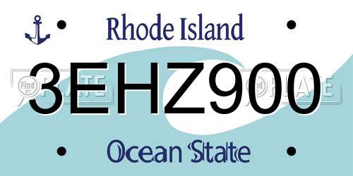 3EHZ900 Rhode Island License Plate