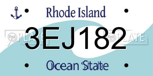 3EJ182 Rhode Island License Plate