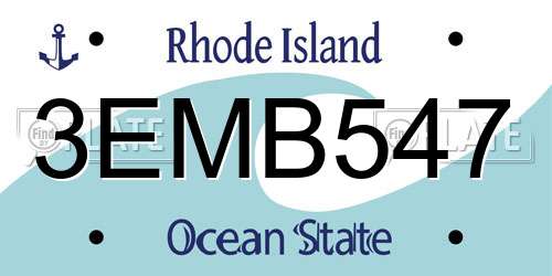 3EMB547 Rhode Island License Plate