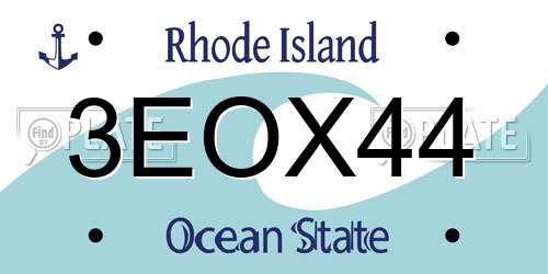 3EOX44 Rhode Island License Plate