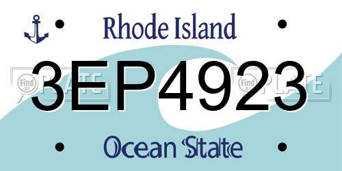 3EP4923 Rhode Island License Plate