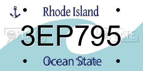 3EP795 Rhode Island License Plate
