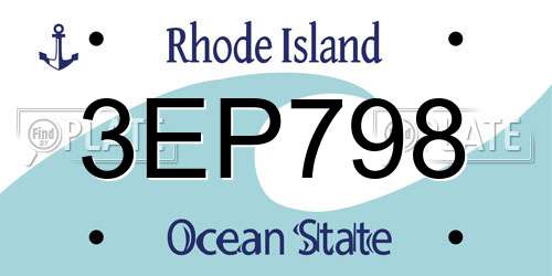 3EP798 Rhode Island License Plate
