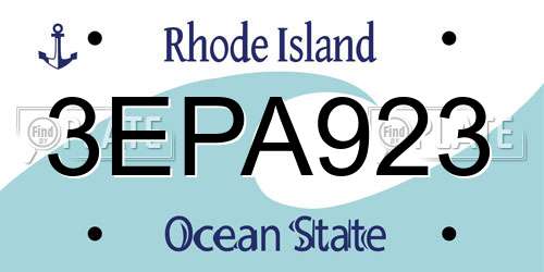3EPA923 Rhode Island License Plate