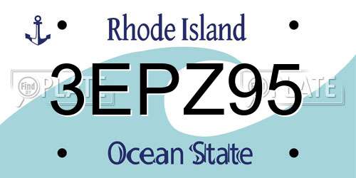 3EPZ95 Rhode Island License Plate