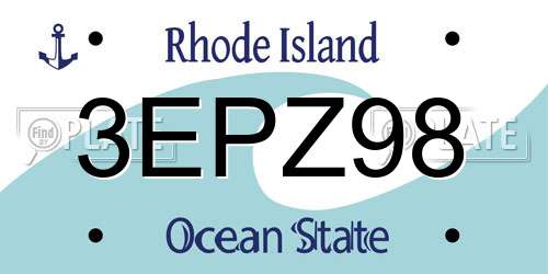 3EPZ98 Rhode Island License Plate