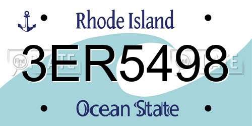 3ER5498 Rhode Island License Plate