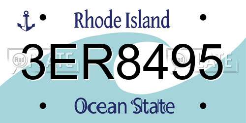 3ER8495 Rhode Island License Plate