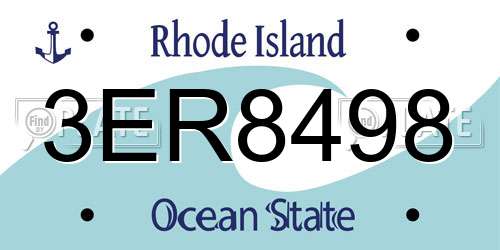 3ER8498 Rhode Island License Plate