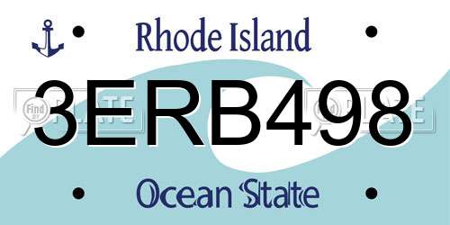 3ERB498 Rhode Island License Plate