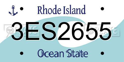 3ES2655 Rhode Island License Plate
