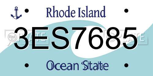 3ES7685 Rhode Island License Plate
