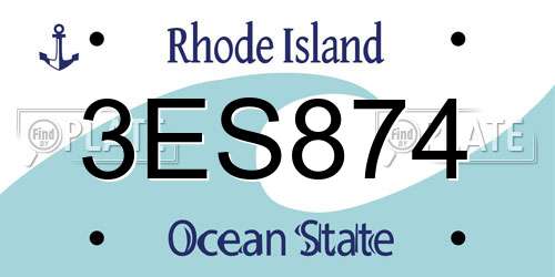 3ES874 Rhode Island License Plate