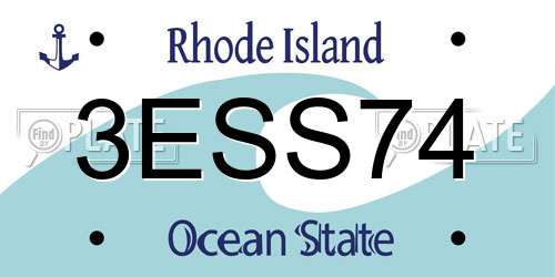 3ESS74 Rhode Island License Plate