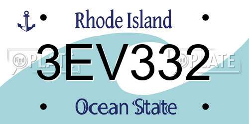 3EV332 Rhode Island License Plate
