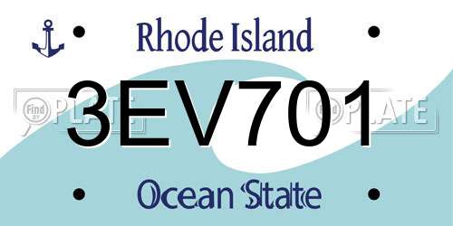 3EV701 Rhode Island License Plate