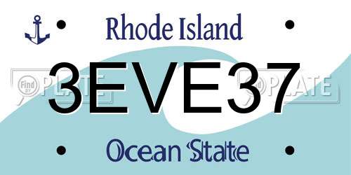 3EVE37 Rhode Island License Plate