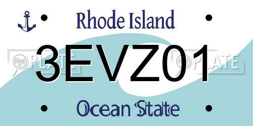 3EVZ01 Rhode Island License Plate