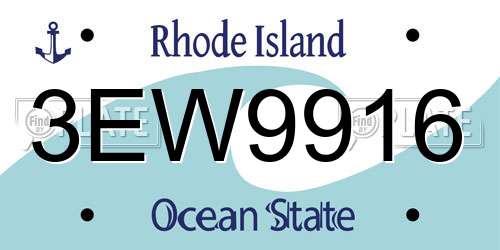3EW9916 Rhode Island License Plate