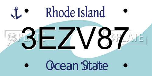 3EZV87 Rhode Island License Plate