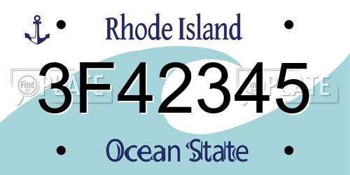 3F42345 Rhode Island License Plate