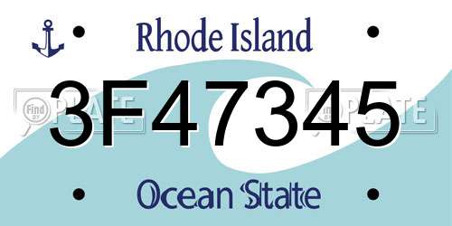 3F47345 Rhode Island License Plate