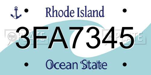 3FA7345 Rhode Island License Plate