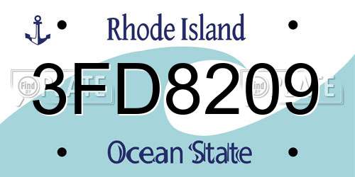 3FD8209 Rhode Island License Plate