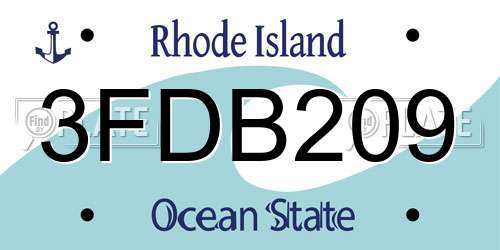 3FDB209 Rhode Island License Plate