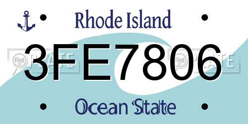 3FE7806 Rhode Island License Plate