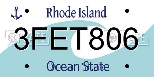 3FET806 Rhode Island License Plate