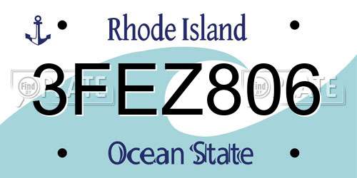 3FEZ806 Rhode Island License Plate