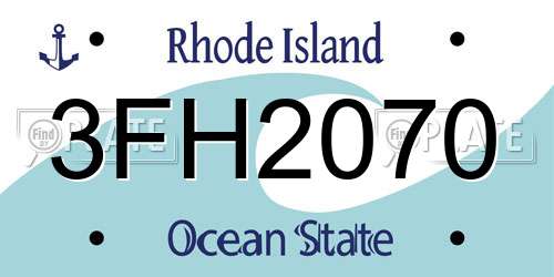 3FH2070 Rhode Island License Plate