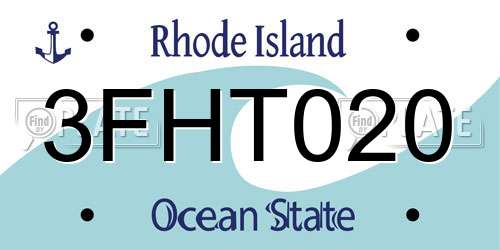 3FHT020 Rhode Island License Plate
